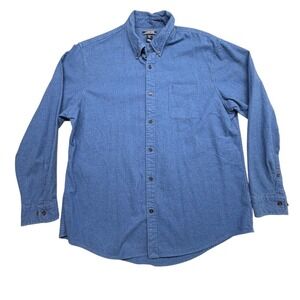 Lands End Mens XL Blue Flannel Button Down Shirt Traditional Fit 100% Cotton